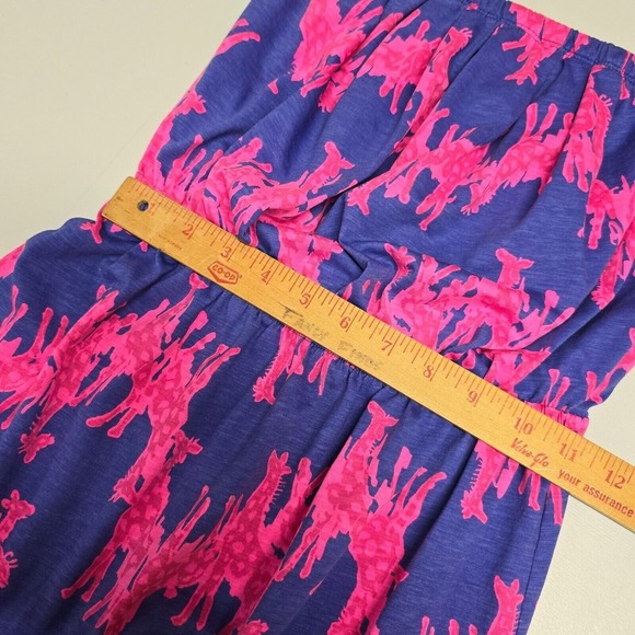Lilly Pulitzer Windsor Dress Womens XS Blue Pink Giraffe Strapless Mini Beach - Picture 9 of 11